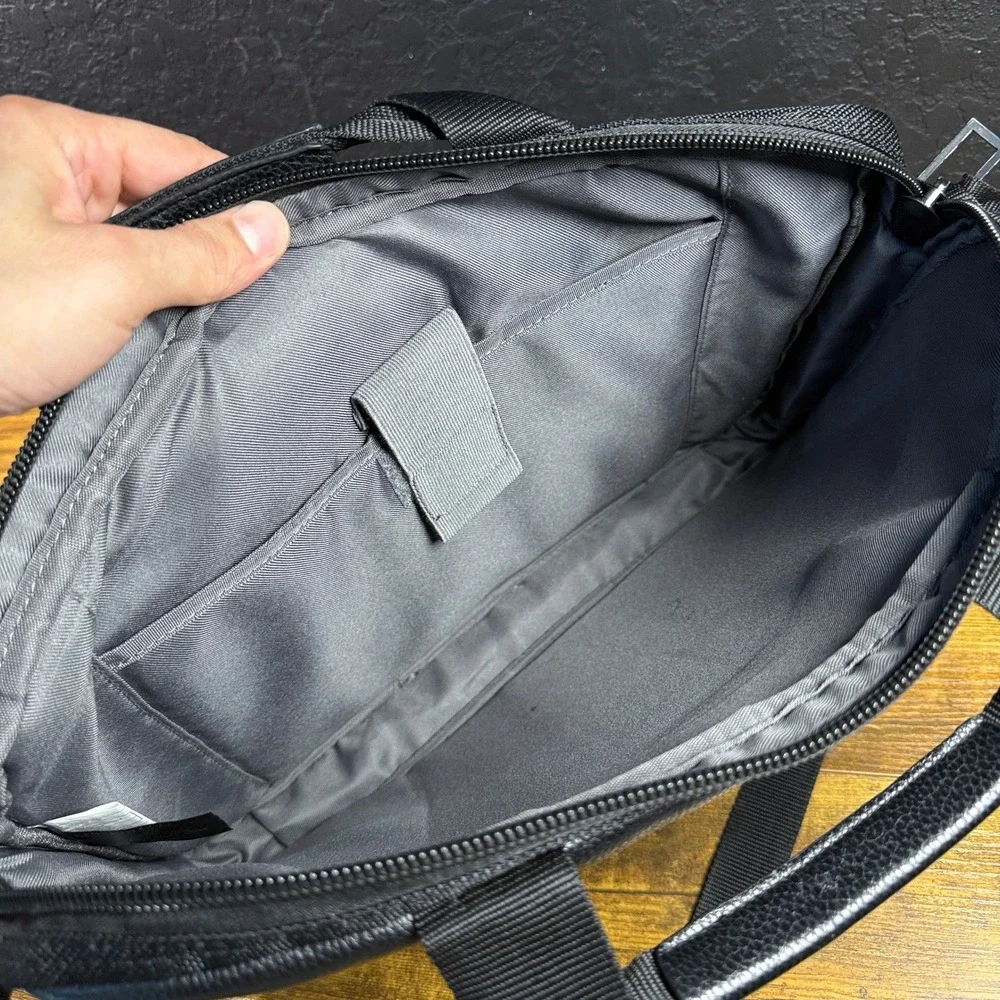 Kenneth Cole Reaction RFID Black Faux Leather Laptop Briefcase Messenger Bag OS